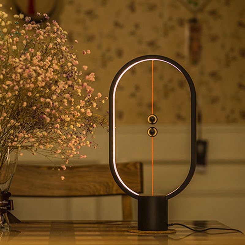 Modern Style Geometry Shape Table Light Metal 1 Light Nightstand Lamps for Bedside