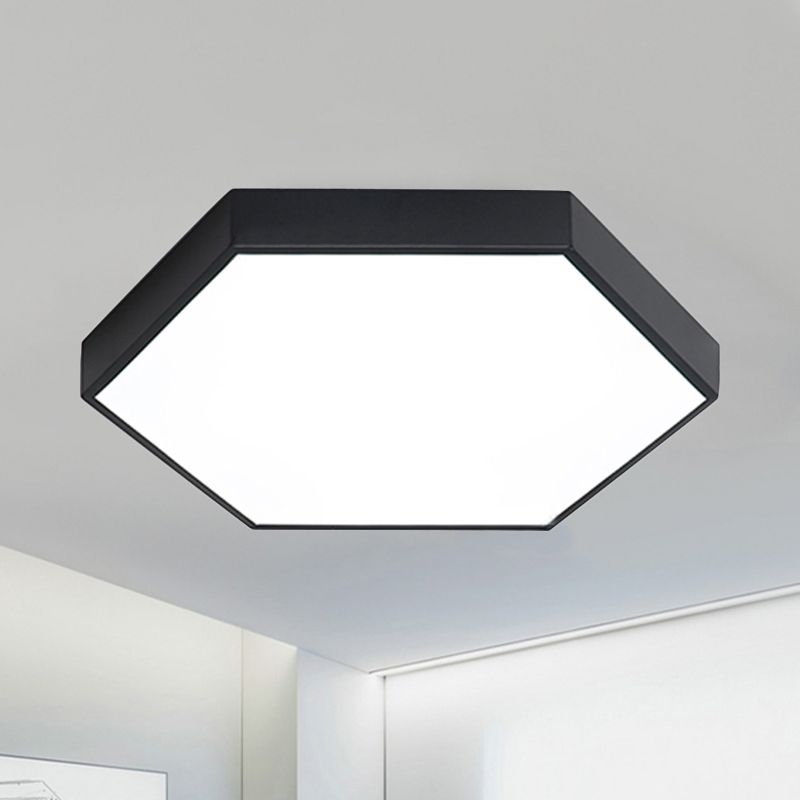 Modern Led Flush Mount with Metal Shade Gray/Yellow/Blue Hexagon Flush Mount Fixture in White/Warm Light, 16"/19.5"/23.5" Wide