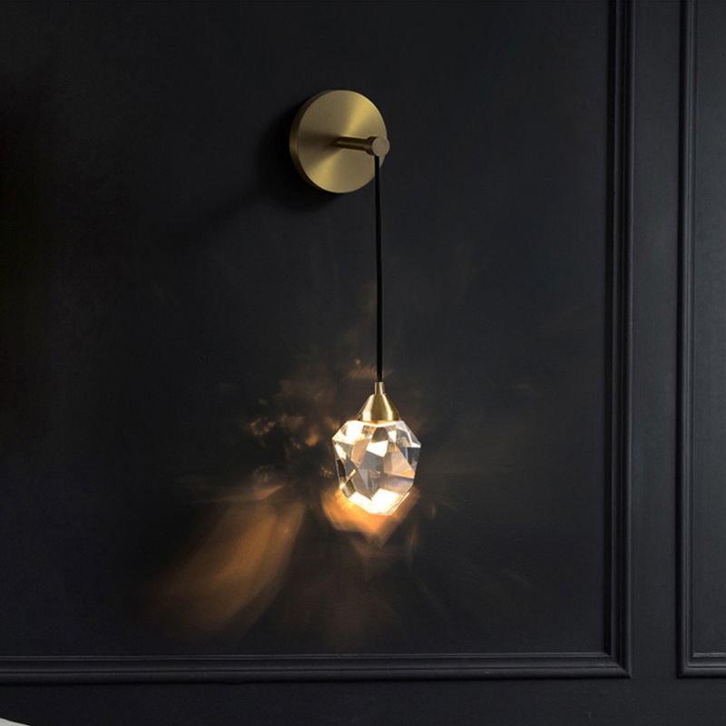 Bola de luz montada en la pared de 1 luz estilo moderno K9 Crystal Spline Lighture Light