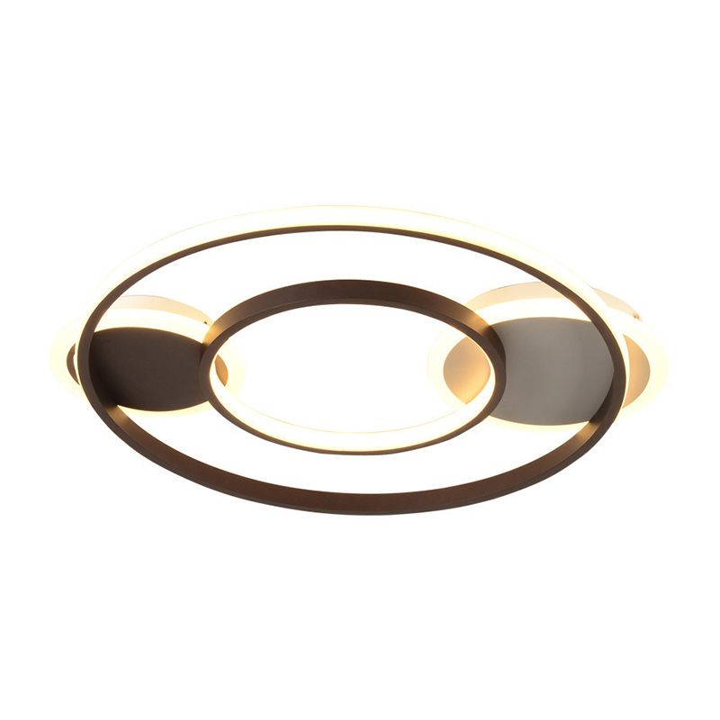 Round Acrylic Flush Ceiling Light Nordic LED Black Flushmount Lighting in Warm/White Light