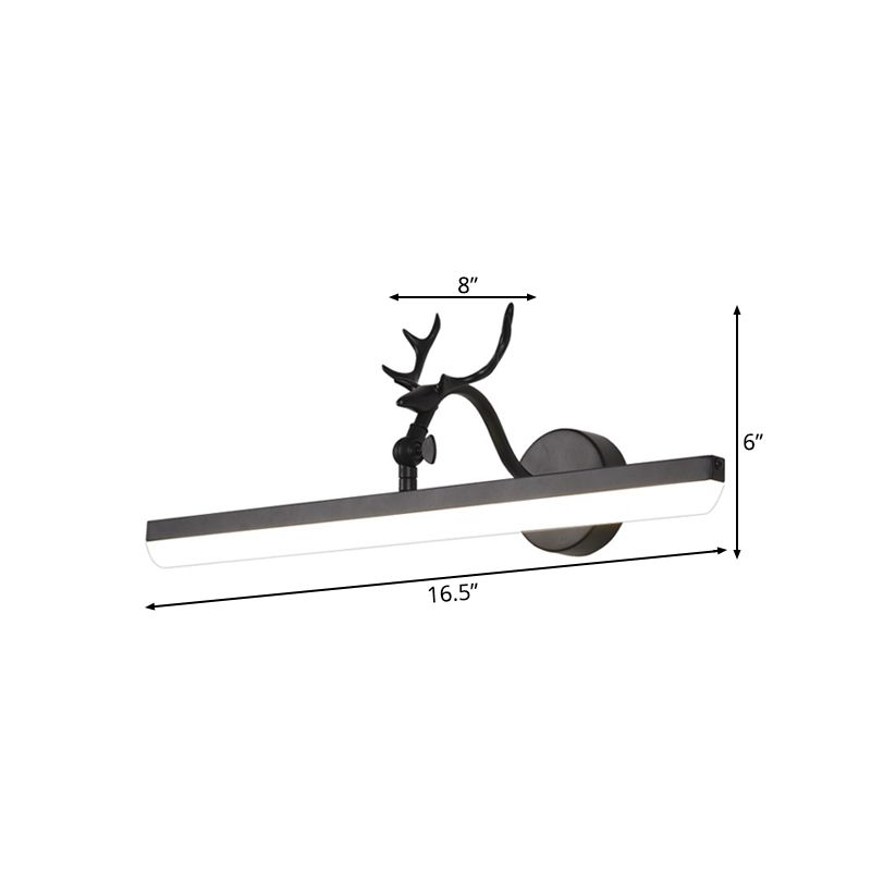 Luce a parete a LED con tonalità in metallo lineare classico bagno vanità per vanità in nero, 16,5 "/28"/38 "di larghezza