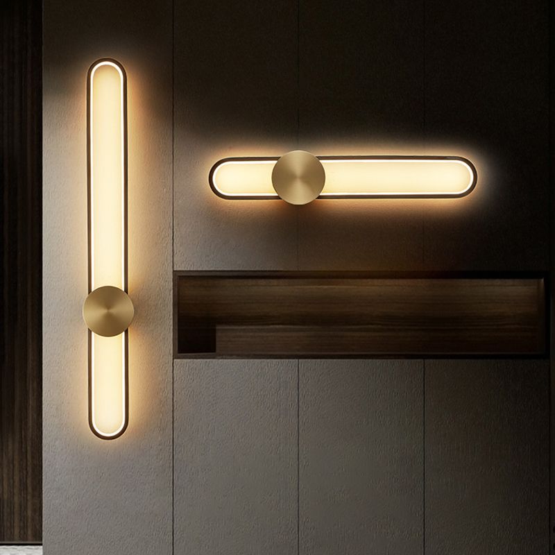 Contemporary Linear Wall Mount Lighting Minimalist Metallic LED Wall Sconce