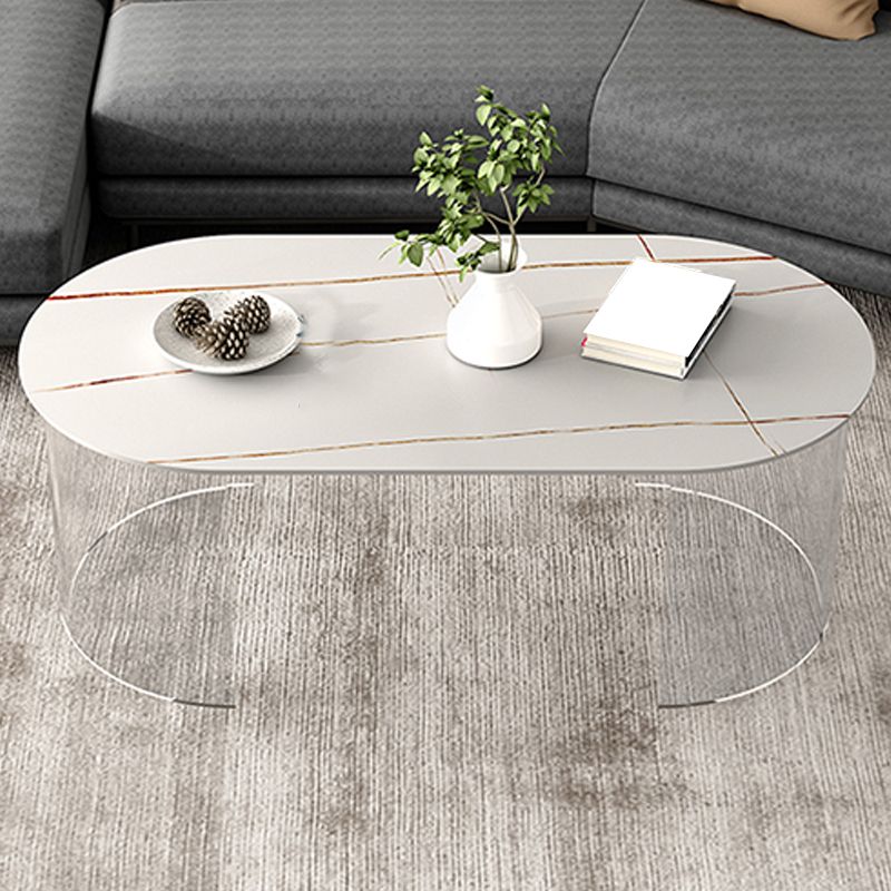 Modern Coffee Table 17.71" High Coffee Table with Acrylic 2 Legs