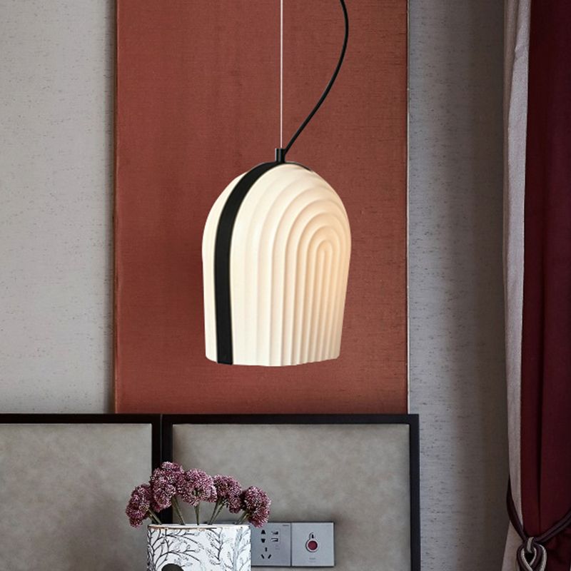 Eigentijdse koepelophanging hanger matglas 1 lamp slaapkamer plafondlicht in zwart en wit