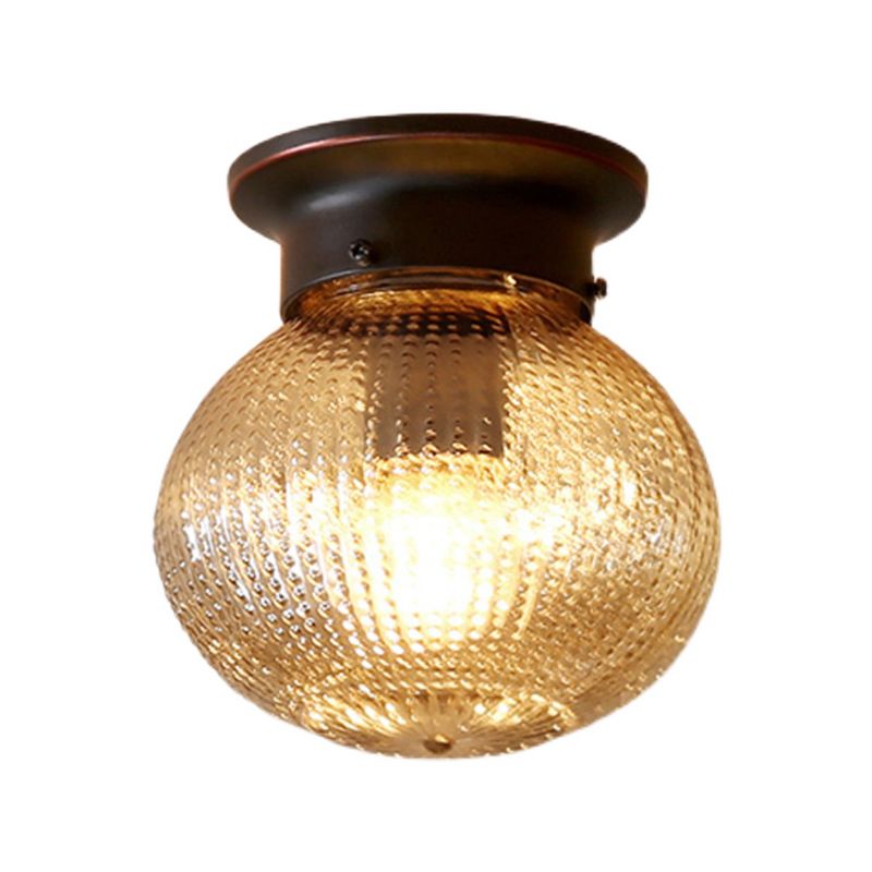 Glass Black Ceiling Mount Light Fixture Round Simplicity Close to Ceiling Lamp