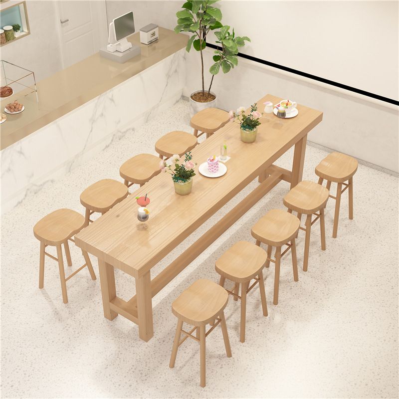 Modern Rectangle Bar Height Table Solid Wood Bar Table with Trestle Base