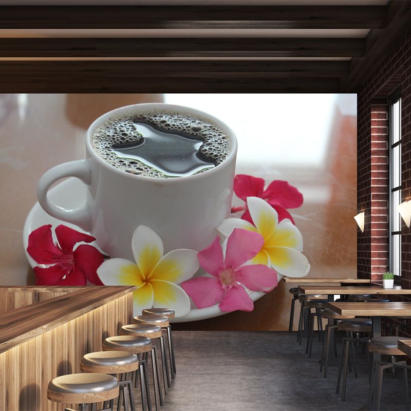 Coffee Contemporary Mural Wallpaper for Coffee Shop, Personalized Size Available