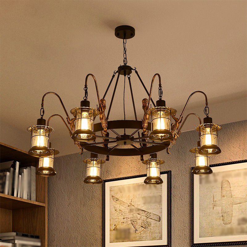 Metal Pendant Lighting Fixture Vintage Black Shaded Restaurant Chandelier Pendant Light
