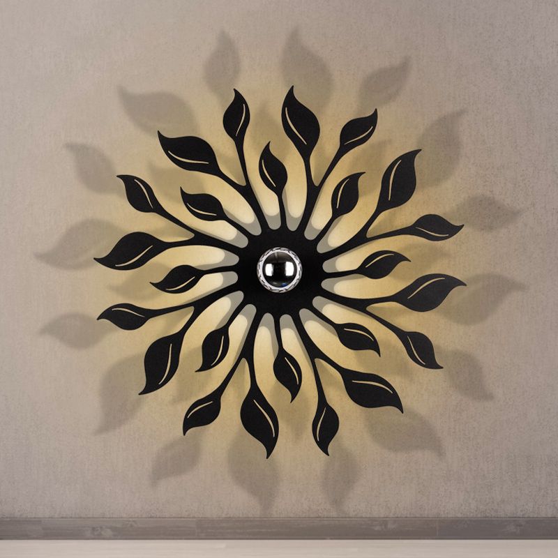 Black Finish Blossom Wall Sconce Light Nordic LED Metal Wall Mounted Lamp for Living Room