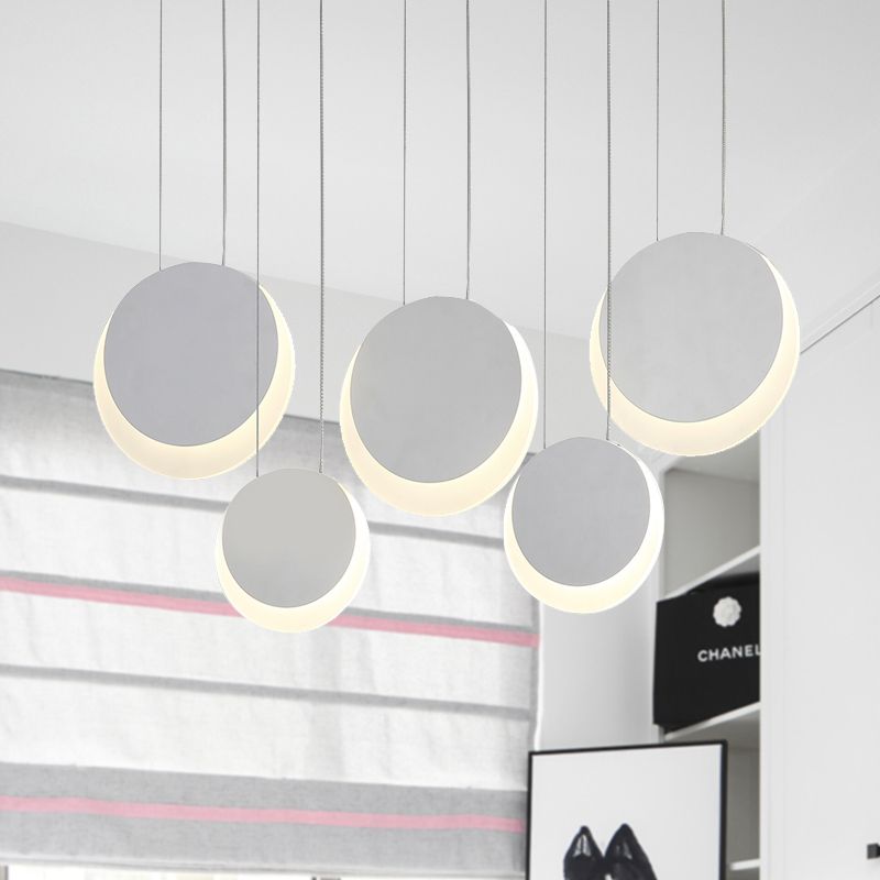 Colgante múltiple en forma de luna metal nórdico 3/4/5 luces blanca clúster luz de colgante en luz cálida/blanca