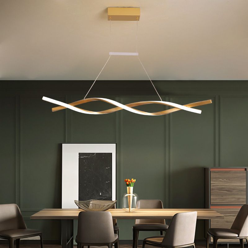 Minimalist LED Island Light Nordic Style Winding Lines Suspension Lighting Fixture for Kitchen Bar