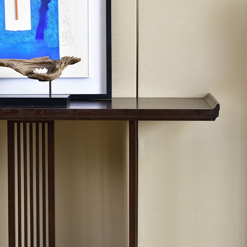 Rectangle Shape Contemporary Console Table Dark Brown Ash Console Sofa Table