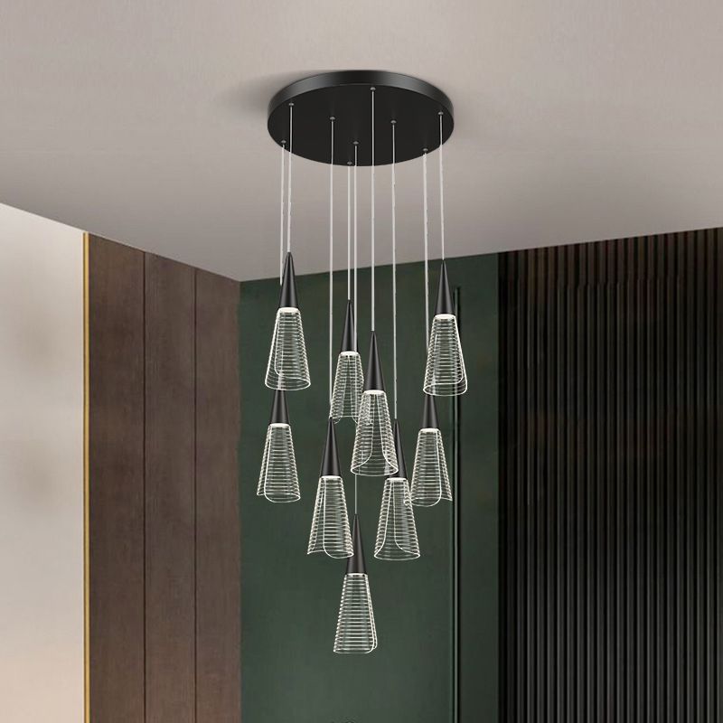 Cone Hanging Light Fixtures Modern Simple Acrylic Ceiling Pendant for Stairwell
