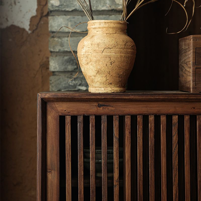 Traditional Solid Wood Display Cabinet with in Brown for Living Room