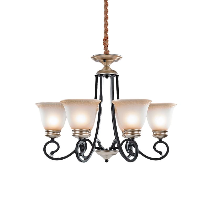 6/8 teste lampadario in vetro glassato classico classico salotto svasato la luce a sospensione con braccio scorretto