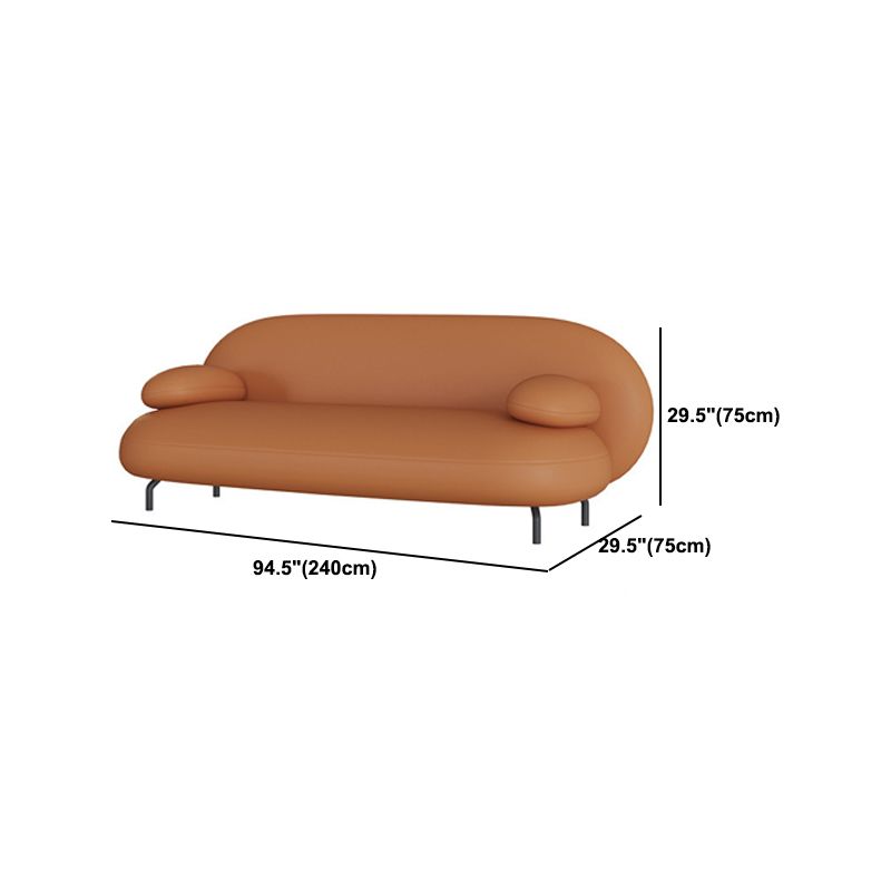 Contemporary 29.5" H Orange Faux Leather Pillow Top Arm Sofa