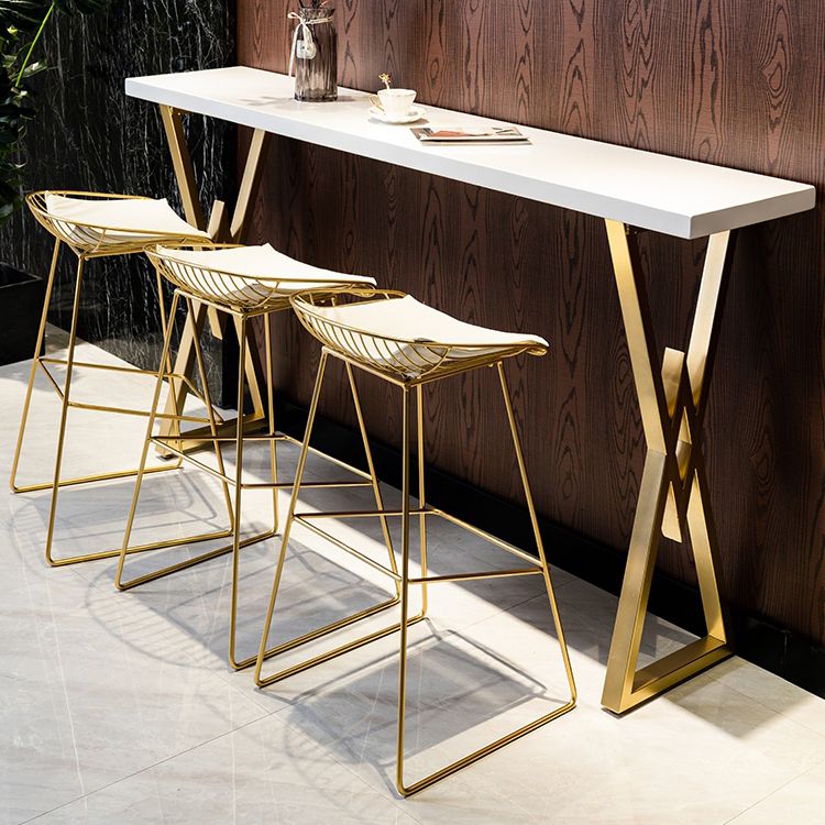 Glam Low Back Dining Stools Armless Bar Stools with Footrest
