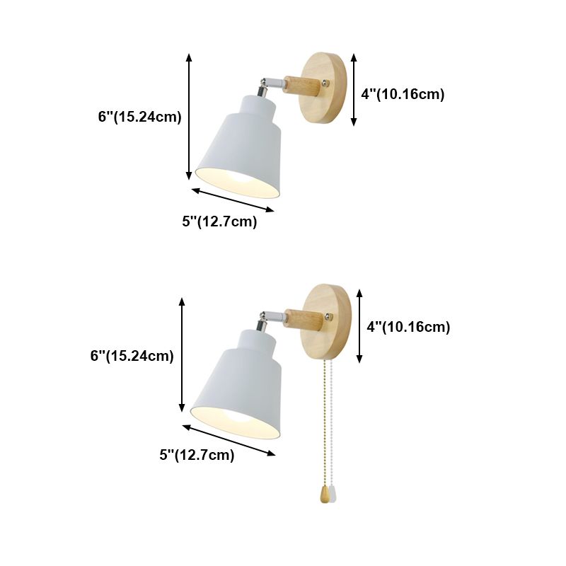 Macaron Style Wall Sconce 1-Light Wall Mount Lamp with Wood for Bedroom