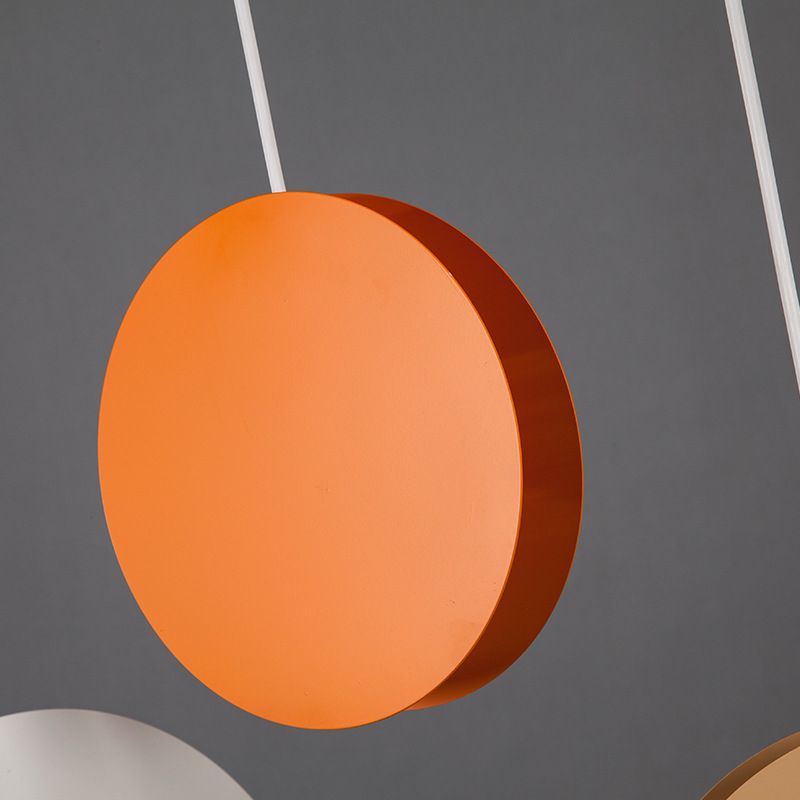 Macaron Style Hanging Light Fixture 1-Light Pendant Lamp with Iron Shade for Bedroom