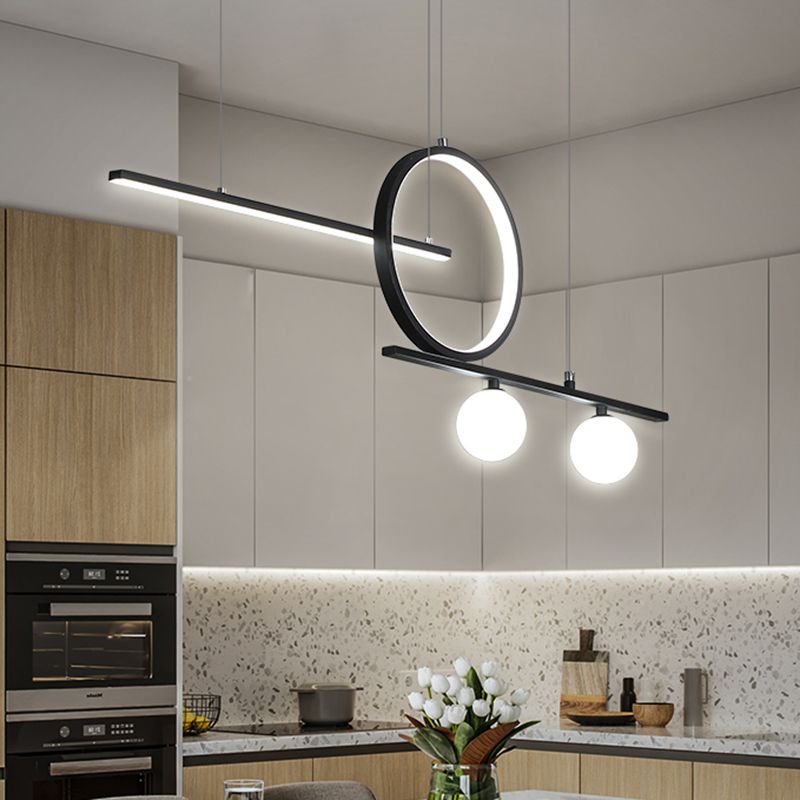 Sospensione bar e cerchio luce modernista in metallo sala da pranzo Idee di illuminazione dell'isola a LED in nero/bianco