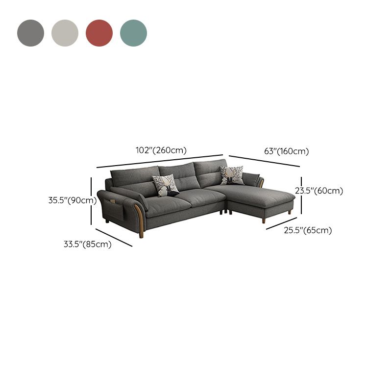 3-seater Fabric Sectional Sofa Slipcovered Sectional with Storage