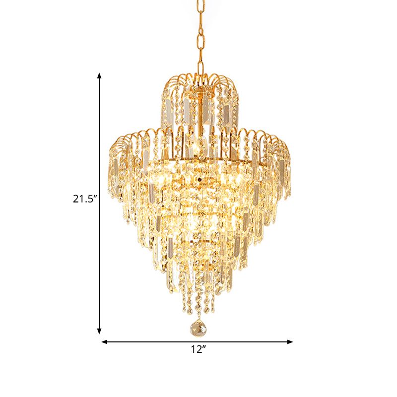 Lampada lampadinale affusolata Crystal a mano moderna a mano 12 "/16" Larghezza 3/6 head Oro Sospeded Lighting Freet