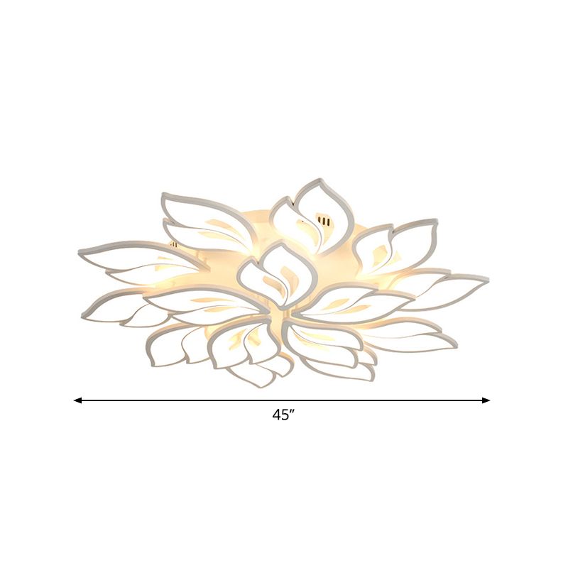 Acrylic Floral Flush Lamp Minimalism LED White Ceiling Fixture in Warm/White Light for Drawing Room