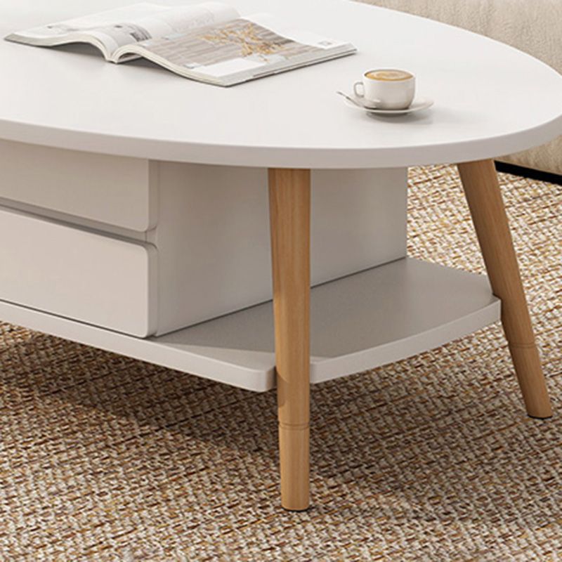 Contemporary Wooden Single Coffee Table 4 Legs Cocktail Table