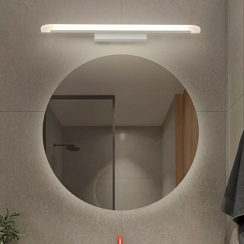 Contemporary Mirror Lamp White Metal Vanity Wall Light Fixtures for Bathroom