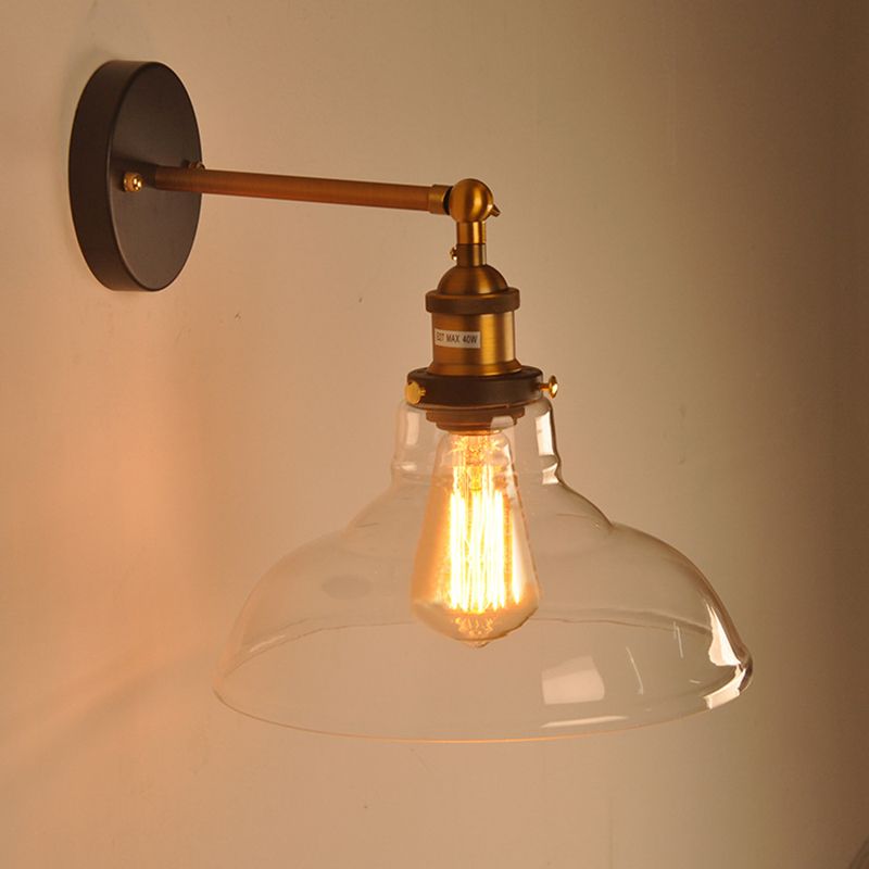 1 lumière en verre transparent en verre luminaire monté sur grange industrielle montant la lumière murale pour la salle et le foyer