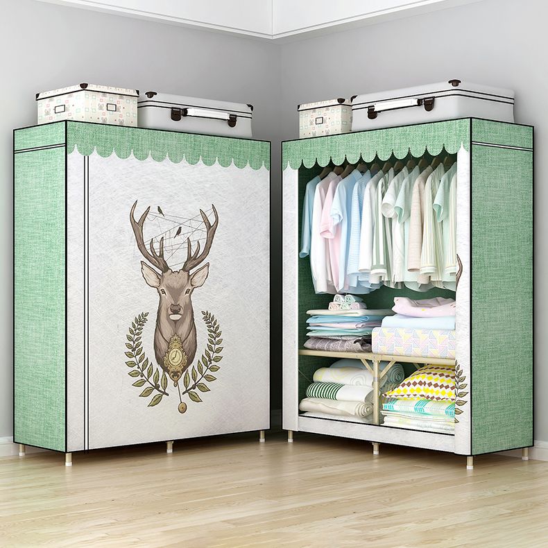 Contemporary Style Steel Wardrobe Cloth Rod Included Wardrobe Closet with Legs