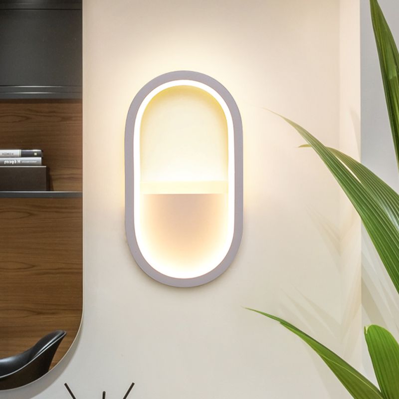Ovale wandlamp armatuur eigentijdse acryl zwart/witte LED -muur sconce in warm/wit licht