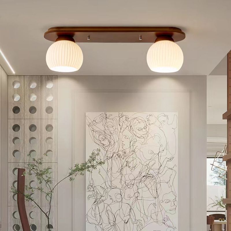 Drum Shape Glass Flush Ceiling Light Modern Multi Lights Flush Mount Light Fixture