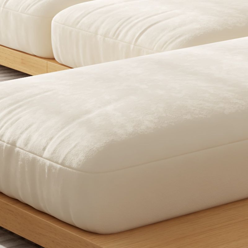 Contemporary Velvet Sectional Sofa with Pillows Back and Square Arms