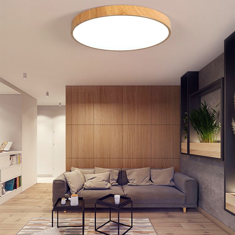Metal Circular Flush Mount Fixture Modern Flush Light Fixture in Brown