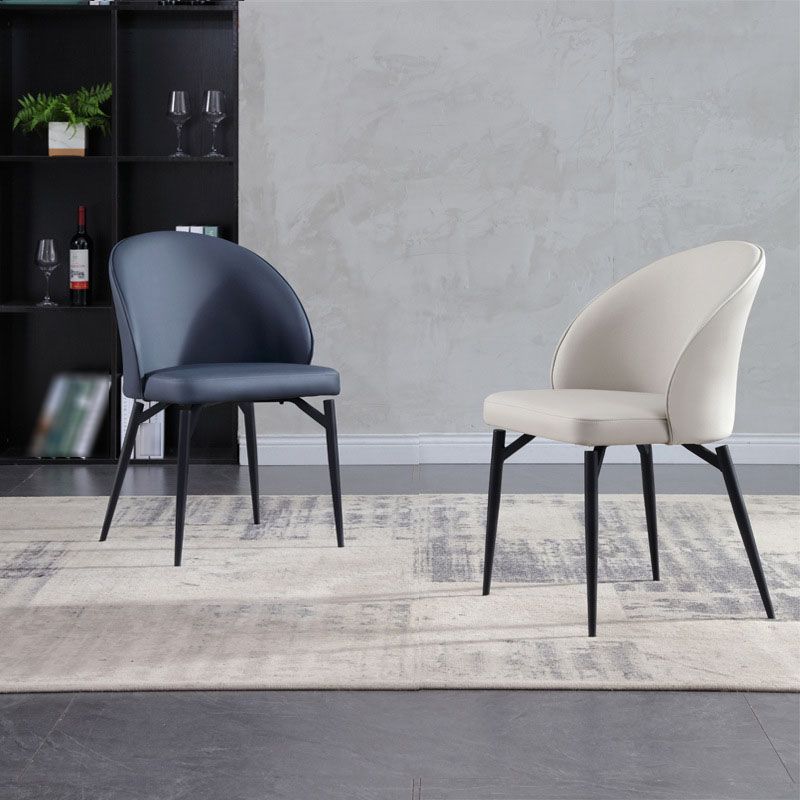 Contemporary Style Dining Chairs Kitchen Armless Chairs with Metal Legs