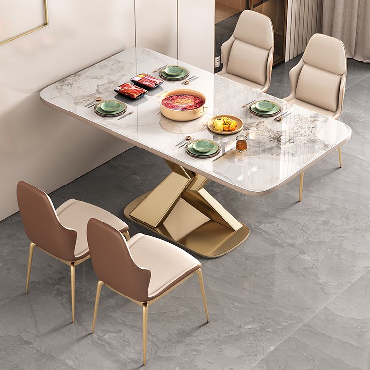 Traditional Luxury Dining Table Stone Rectangle Fixed Table for Home