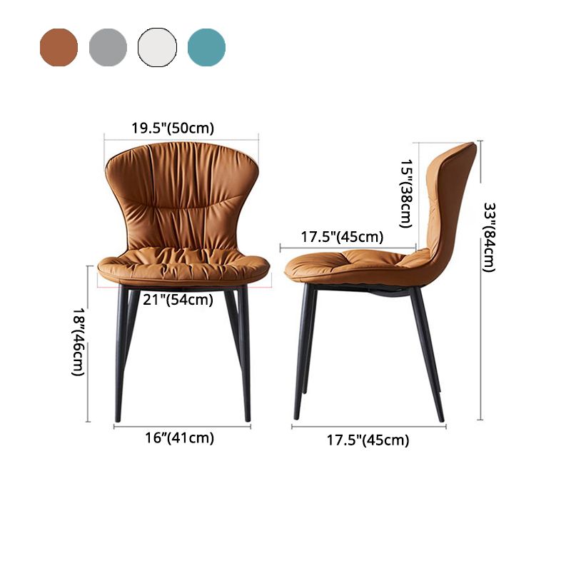 Zeitgenössischer Essanarmloser Stuhl Matte Finish Leder gebogene Parsons Seitenstuhl