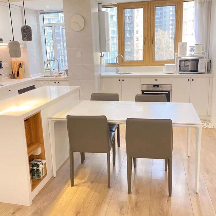 Modern Sintered Stone Top Standard Dining Set White Rectangle Shape Dining Set for Kitchen