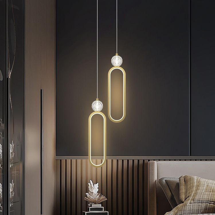 Gouden LED hangende lamp Geometrische minimalistische stijl kristalhangende hanglamp