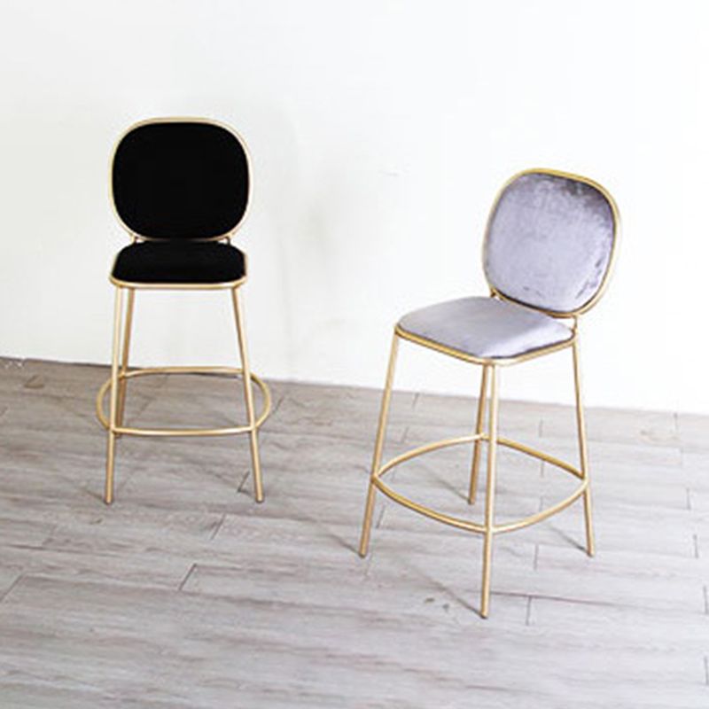 Contemporary Backrest Bar Stools Metal Barstool with Gold Legs