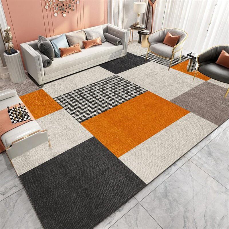 Gorgeous Orange Tone Carpet Trendy Polyster Area Rug Non-Slip Backing Rug for Living Room