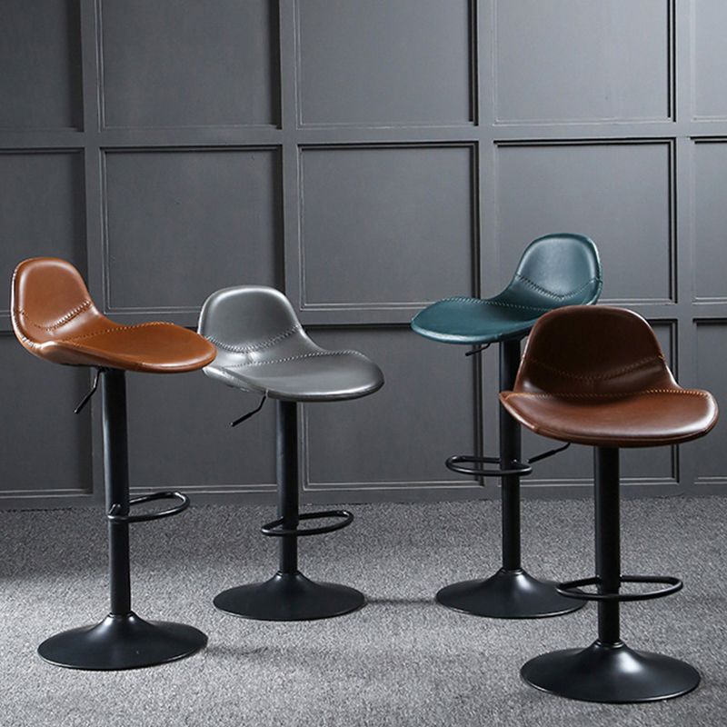 Modern Adjustable Height Barstool Faux Leather Swivel Bar Stools