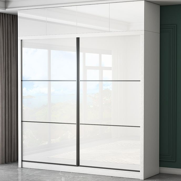 White High Gloss Wardrobe Armoire Modern Engineered Wood Wardrobe