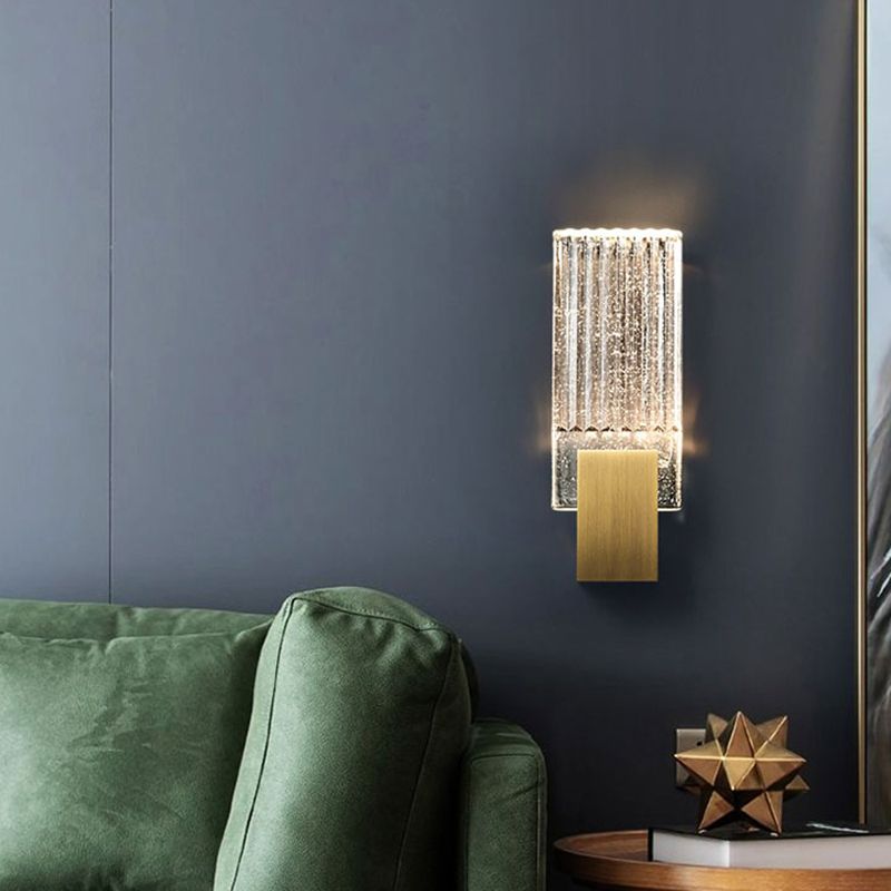Light Luxury Wall Light Rectangle Shape Wall Lamp with Crystal Shade for Bedroom
