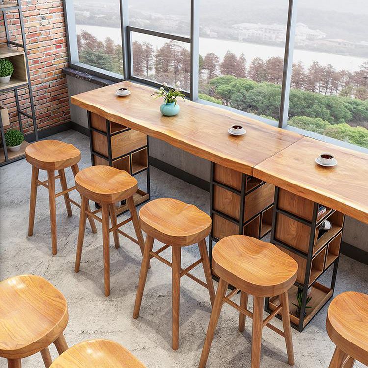 Modern 1/4/9 Pieces Bar Table Set Rectangle Pine Wood Counter Table with High Stools
