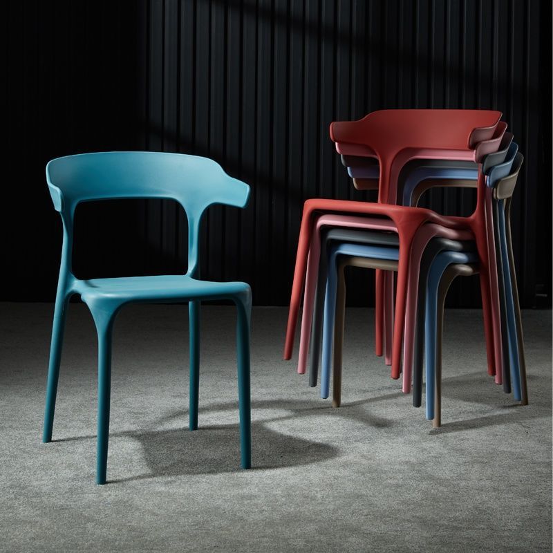 Plastic Modern Dining Chair Open Back Dining Side Chair for Kitchen