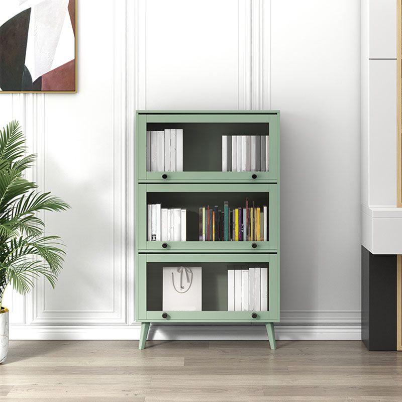 Modern Style Bookcase Closed Back Bookshelf with Glass Door for Home Office