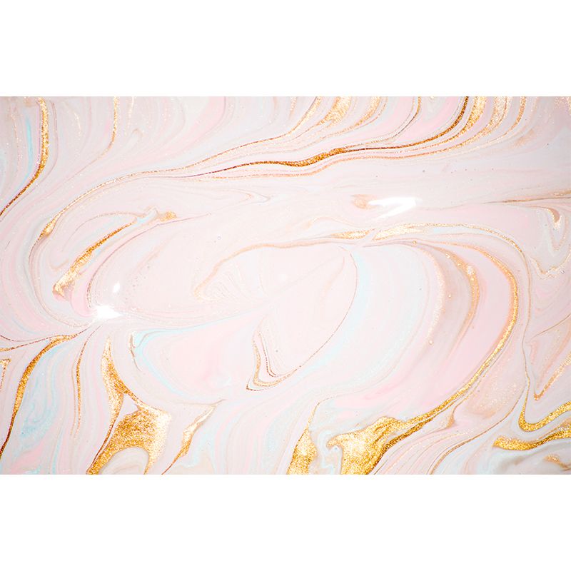 Illustration Water Flow Look Mural Full Size Wall Decoration for Bedroom, Custom Print, Pink