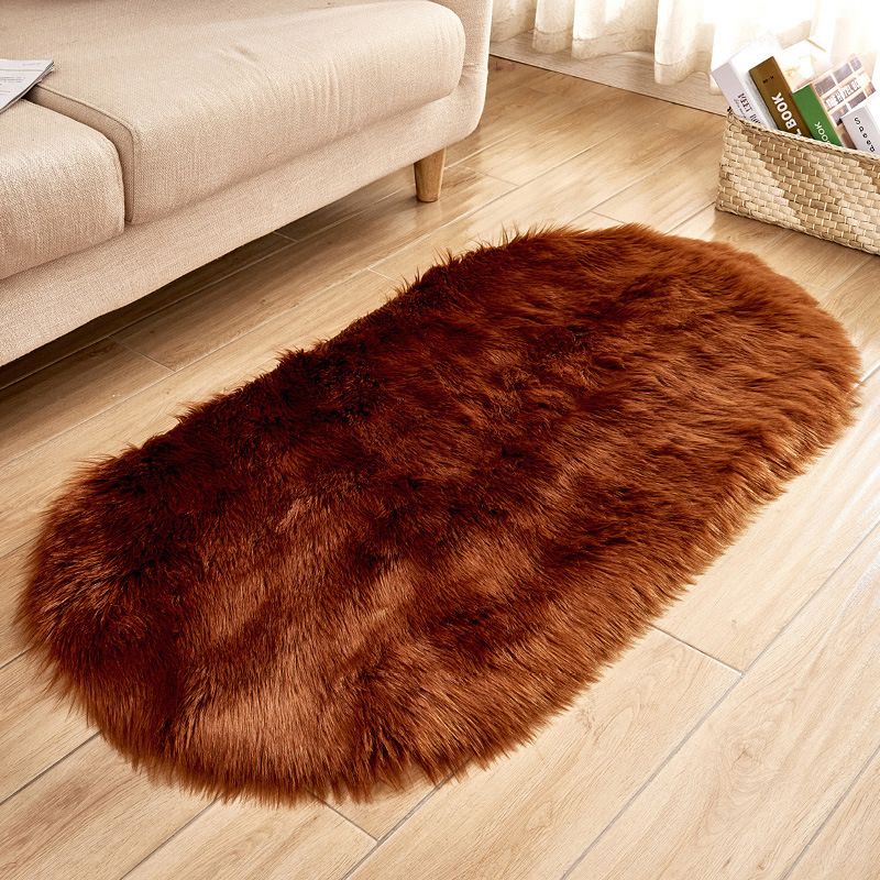 Minimalist Area Rug Simple Plain Carpet Polyester Living Room Shag Rug with Non-Slip Backing